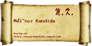 Müncz Kandida névjegykártya